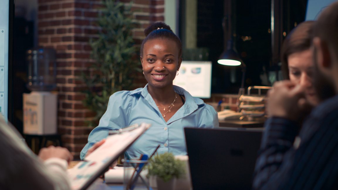 Businesswoman smiling